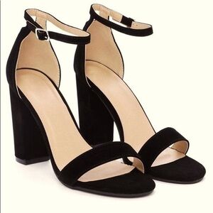 Faux Suede Strappy Block Heels